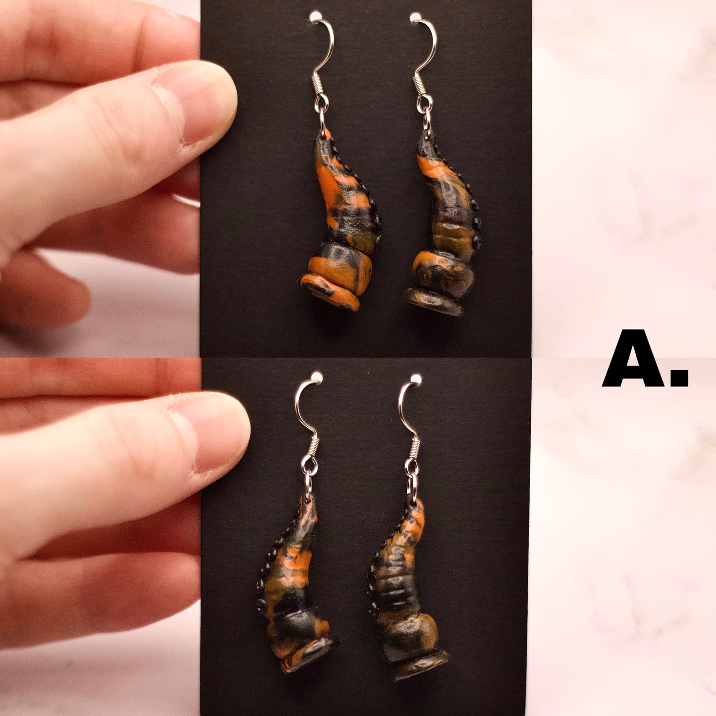 OctoDaddy Earrings - Black & Orange