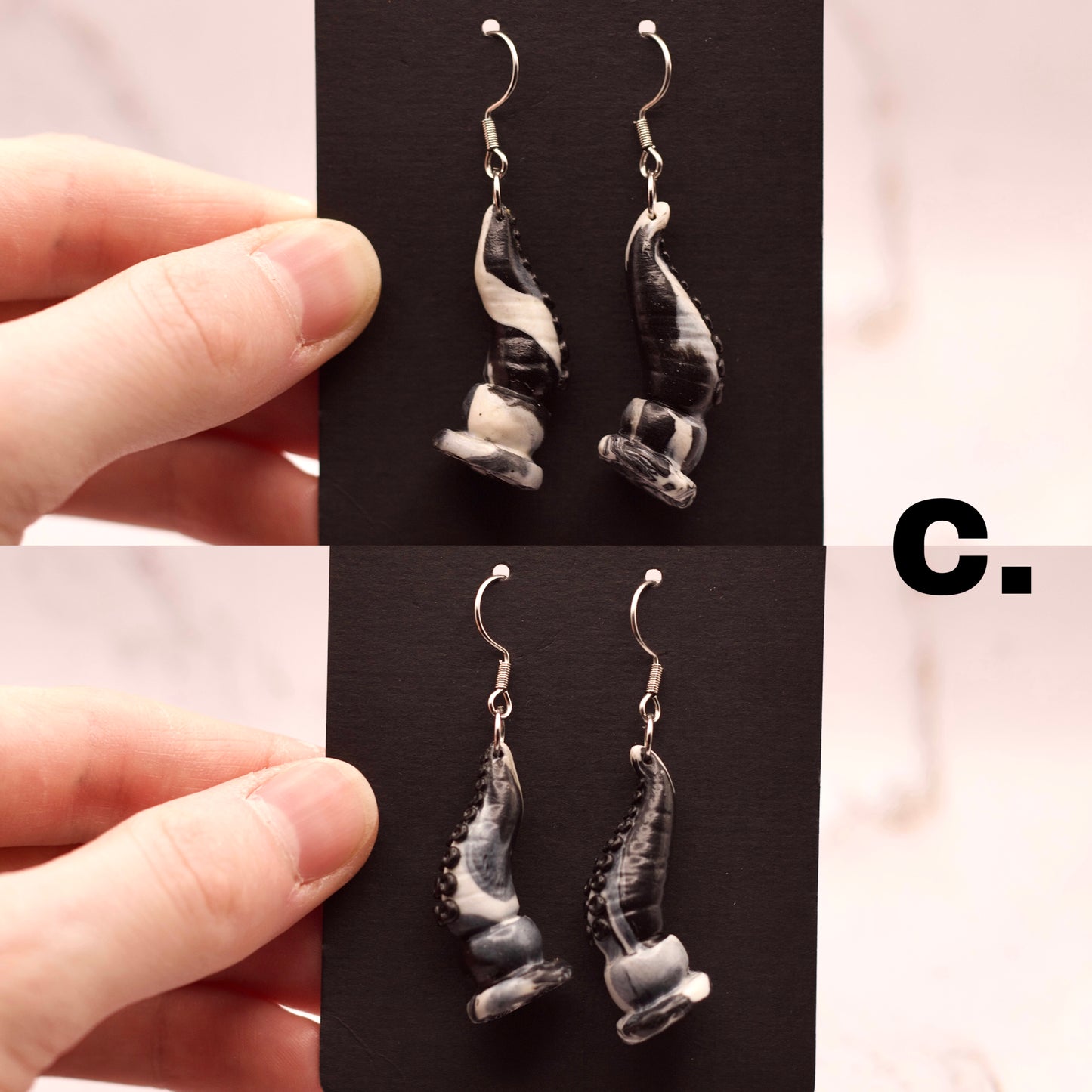 OctoDaddy Earrings - Black & White